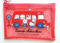 Sanrio Characters Hello Kitty My Melody Little Twin Stars etc... Pouch Mesh Bag Red Brand New