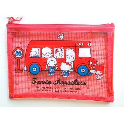 Photo1: Sanrio Characters Hello Kitty My Melody Little Twin Stars etc... Pouch Mesh Bag Red Brand New