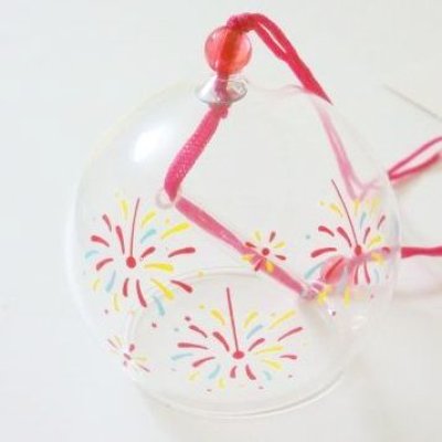 Photo2: Furin Glass Wind Chime fireworks Japan Brand New