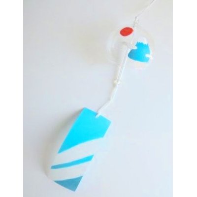 Photo1: Furin Glass Wind Chime Mt.Fuji Japan handmade Brand New