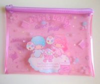 Sanrio Little Twin Stars Kiki & Lala Vinyl Pouch pink Brand New