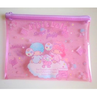 Photo1: Sanrio Little Twin Stars Kiki & Lala Vinyl Pouch pink Brand New