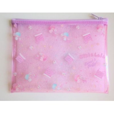 Photo2: Sanrio Little Twin Stars Kiki & Lala Vinyl Pouch pink Brand New