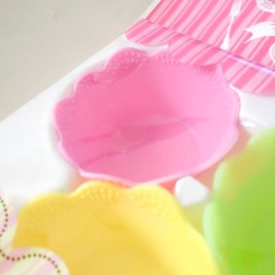 Photo2: Silicone Cup Bento Lunch Box Pink Yellow Green Lace 3pcs set  Brand New