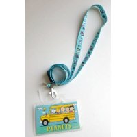 Peanuts Snoopy ID Card Holder Neck Strap lanyard with case Blue New