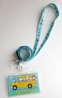 Peanuts Snoopy ID Card Holder Neck Strap lanyard with case Blue New