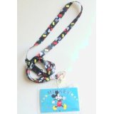 Disney Mickey Mouse ID Card Holder Neck Strap lanyard with case Black New