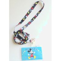 Disney Mickey Mouse ID Card Holder Neck Strap lanyard with case Black New