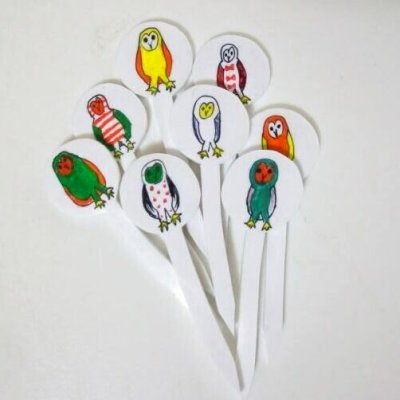 Photo1: Bento Lunch Box Accessory Food Picks barn owl 8 pcs party gift Brand-New