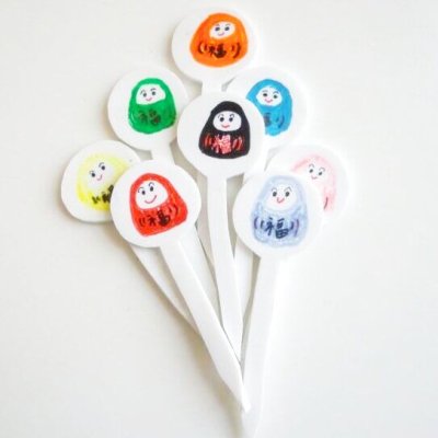 Photo1: Bento Lunch Box Accessory Food Picks daruma 8 pcs party gift Brand-New