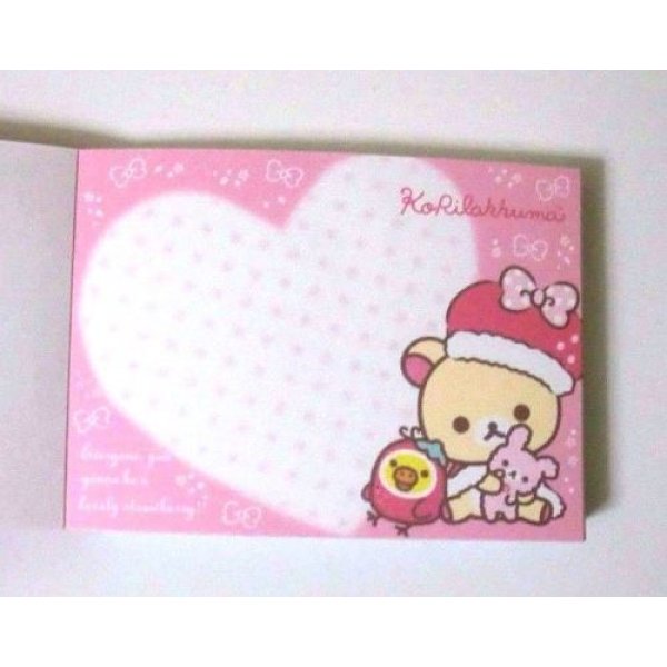 Photo2: San-X Rilakkuma korilakkuma Mini Memo Pad Strawberry Pink Brand New (2)