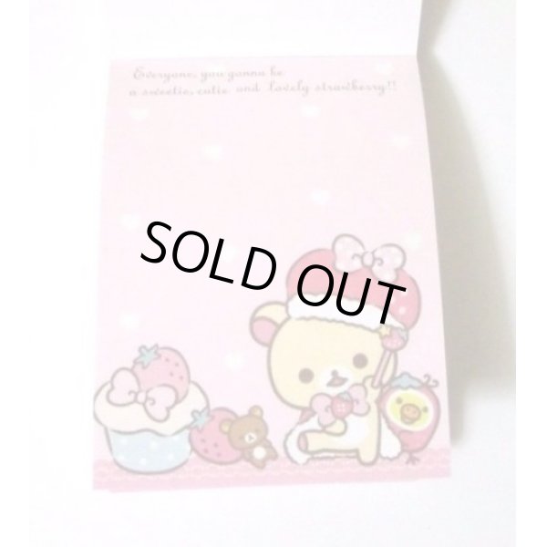 Photo3: San-X Rilakkuma korilakkuma Mini Memo Pad Strawberry Purple Brand New (3)