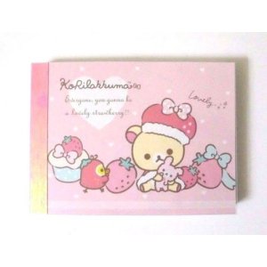 Photo: San-X Rilakkuma korilakkuma Mini Memo Pad Strawberry Pink Brand New