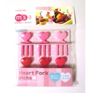 Photo: Bento Lunch Box Accessory Heart Food Fork Picks 12 pcs Brand-New Pink Red