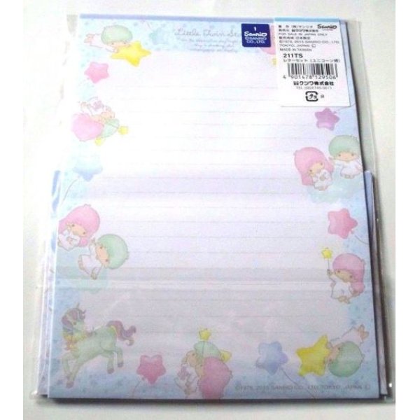 Photo2: Sanrio Little Twin Stars Kiki & Lala Letter Set Unicorn White Brand New (2)