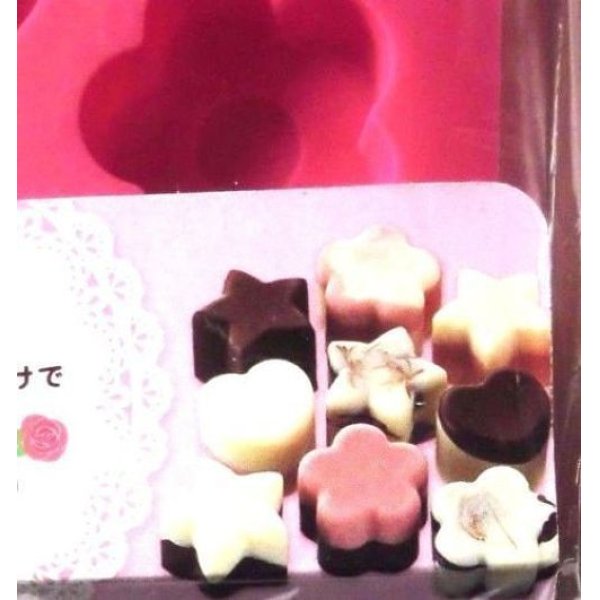 Photo2: Chocolate Star Heart Flower Silicone Mold Brand New Pink (2)