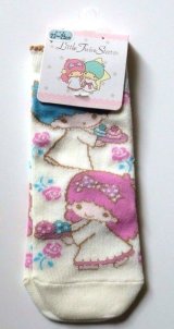 Photo: Sanrio Little Twin Stars Kiki & Lala Ankle Low Cut Socks White Pink Rose New