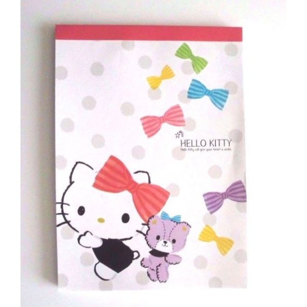 Photo1: Sanrio Hello Kitty Memo Pad Ribbon Pink Brand New (1)