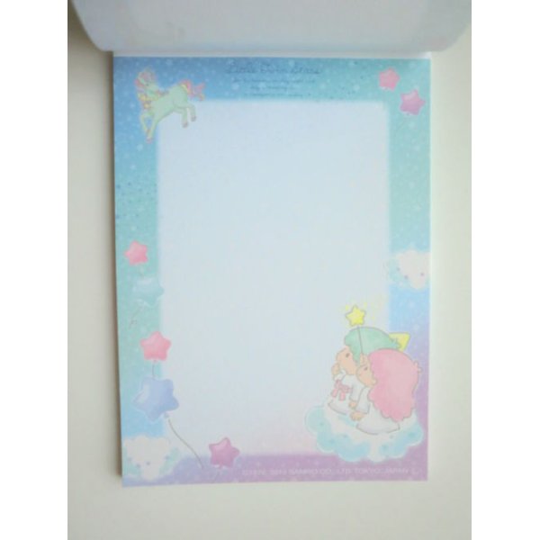 Photo2: Sanrio Little Twin Stars Kiki & Lala Memo Pad Unicorn Blue Brand New (2)