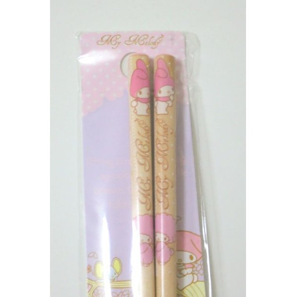 Photo2: Sanrio My Melody Wooden Chopsticks Brand New (2)