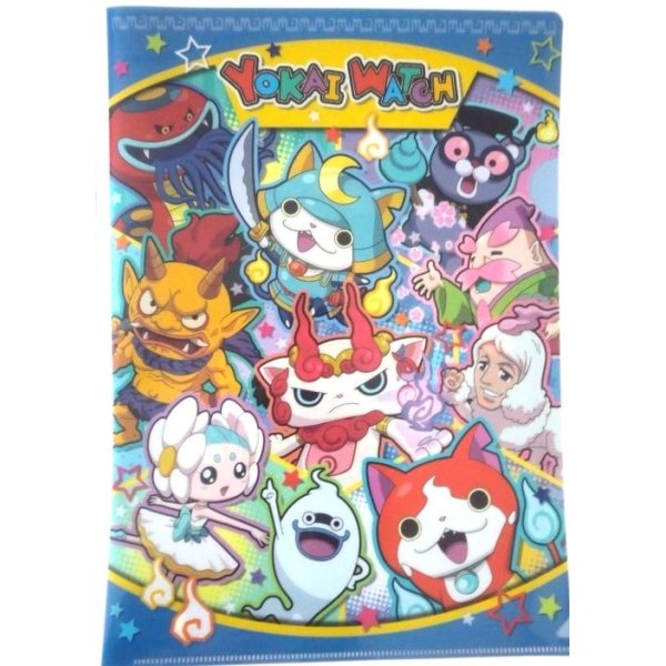 Photo1: Yokai Watch Clear File Folder Jibanyan Bushinyan Shurakoma Whisper Blue New (1)