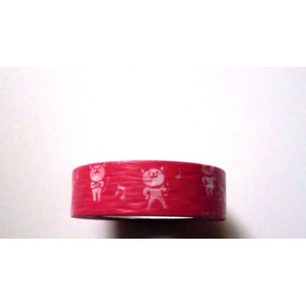 Photo1: Decorative Craft Washi Masking Tape Sticker Cat Dance Brand New Red (1)