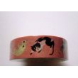 Photo1: Decorative Craft Washi Masking Tape Sticker Cat Brand New Pink (1)