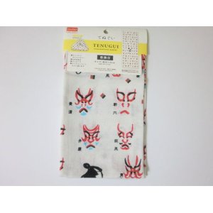 Photo: Tenugui Cotton Hand Cloth Kabuki Kumadori Pattern Red 100% Cotton Brand-New