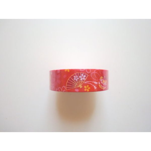 Photo1: Decorative Craft Washi Masking Tape Sticker Fan Mari Red Brand New (1)