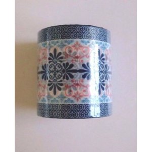 Photo: Decorative Craft Washi Masking Tape Sticker Wide Arabesque Blue Orange Brand New