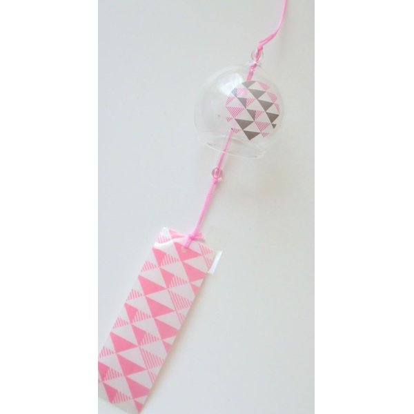 Photo1: Furin Glass Wind Chime Retro Pink Japan Brand New (1)