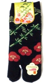 Photo: Japanese Geta Split-toe Tabi Socks Pine Bamboo Plum Pattern Kimono Yukata New