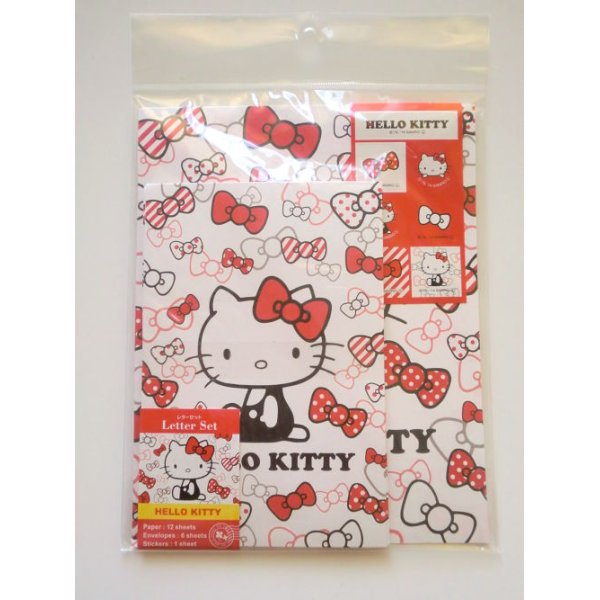 Photo1: Sanrio Hello Kitty Mini Letter Set Ribbon Red New (1)