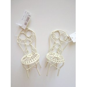 Photo: Miniature Iron Chair 2 pcs set White Brand New