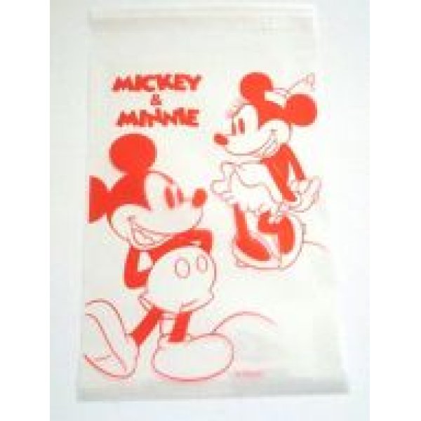 Photo1: Disney Mickey Minnie Mouse Plastic Bags with sticky tape 15 pcs Red Brand New (1)