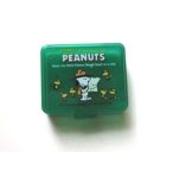 Photo1: Peanuts Snoopy Eyelash Pill Small Case Brand-New Green (1)