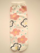 Photo: Japanese Geta Split-toe Tabi Socks Ume Pattern Kimono Yukata White