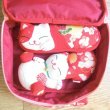 Photo2: Japan Chirimen Crape Works Cat Pouch Kimono New (2)