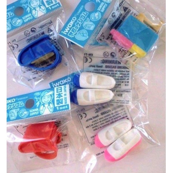 Photo1: Eraser Toy School Randoseru Shoes Pencil Sharpener 5 pcs set Japan Brand New (1)