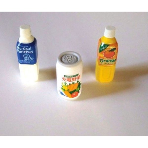 Photo2: Eraser Toy Soft Drink Bottle Can Orange Milk Brand New (2)