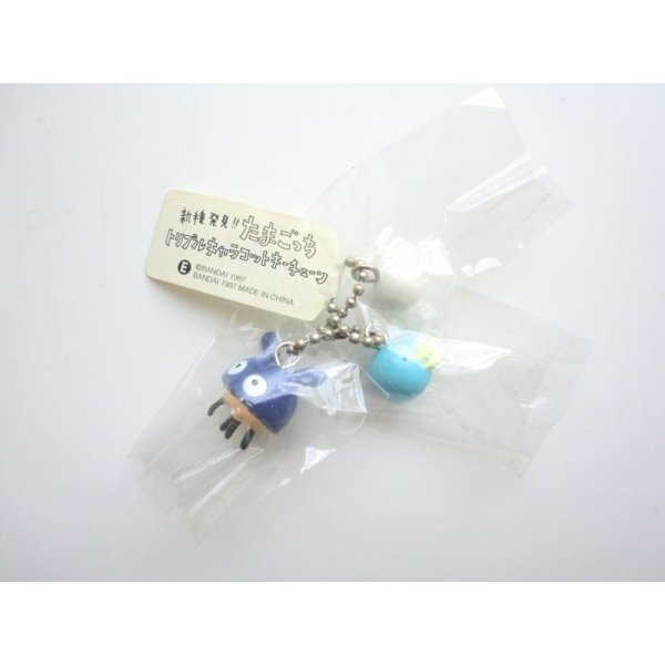 Photo1: Bandai Shinshu Hakken Tamagotchi Zukitchi Triple Characot Mascot Keychain Charms 1997 (1)