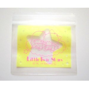 Photo: Sanrio Little Twin Stars Kiki & Lala Plastic Ziplock Petit Bags 30pcs Yellow Wide