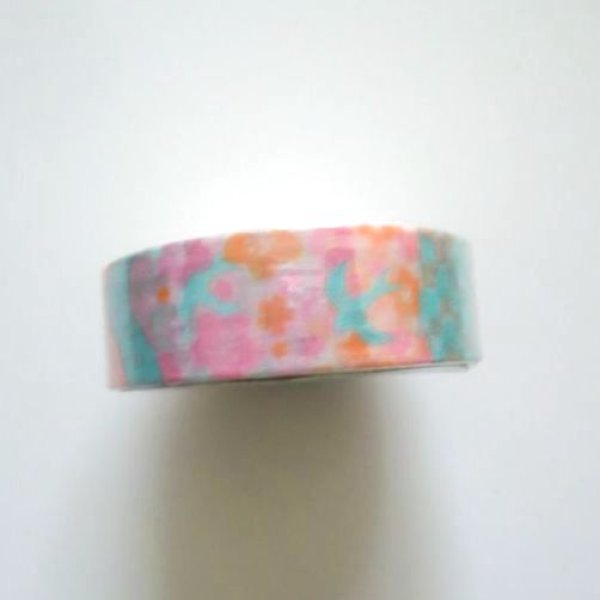 Photo2: Decorative Craft Washi Masking Tape Sticker pink swallow shibori pattern New (2)