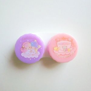 Photo: Sanrio Little Twin Stars Kiki & Lala Contact Lens Case pink purple Brand New