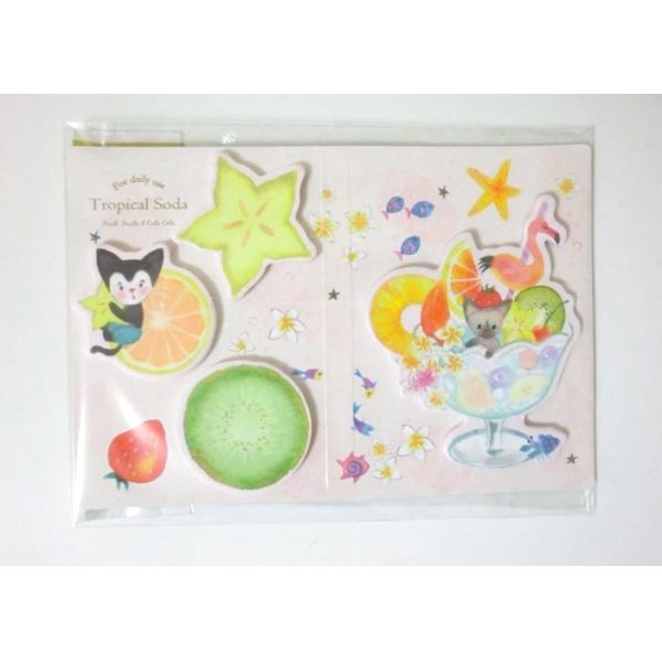 Photo1: Lovely Dreamy Sweets Fruit Parfait Cat Memo Tags Slips Labels set New (1)