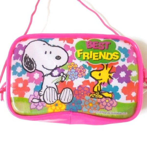 Photo2: Peanuts Snoopy Mini Vinyl Pouch Pink Brand New (2)