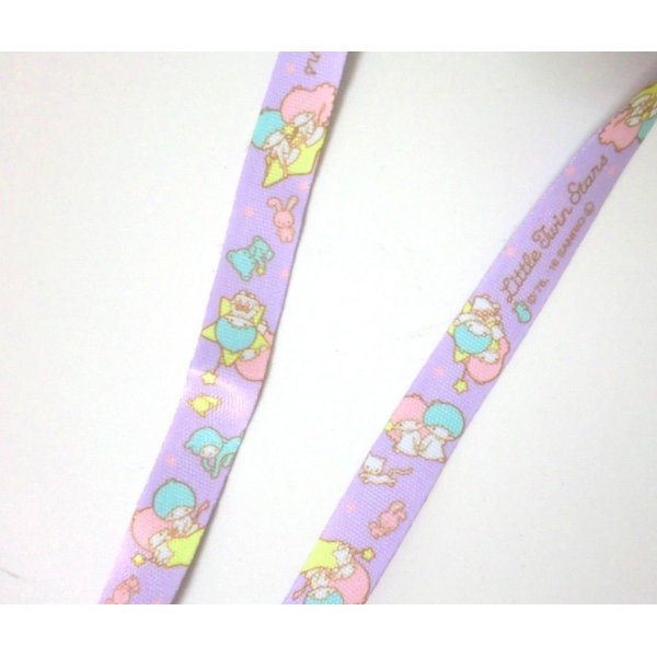 Photo2: Sanrio Little Twin Stars Kiki & Lala Name ID Card Holder Neck Strap Purple New (2)