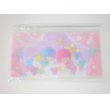 Photo1: Sanrio Little Twin Stars Kiki & Lala slide fastener vinyl pouch Bag for makeup stationary etc... New (1)