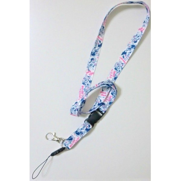 Photo1: Disney Minnie Mouse ID Card Holder Neck Strap lanyard White Pink polka dot New (1)