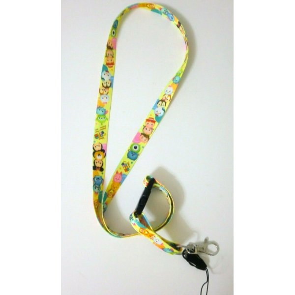 Photo1: Disney Tsum Tsum Mickey Minnie Mouse Stitch...ID Card Holder Neck Strap lanyard yellow (1)